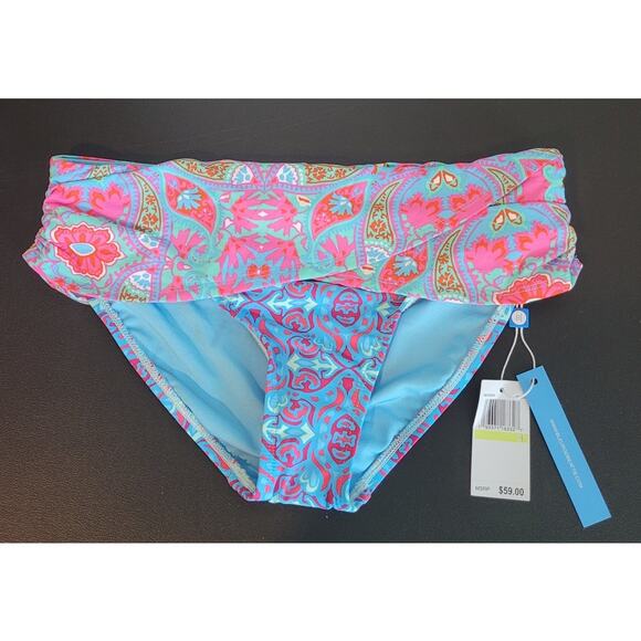 NWT Bleu Rod Beattie Sarong Wrap Bikini Bottom Size 4 Floral Paisley Swim - Picture 1 of 7